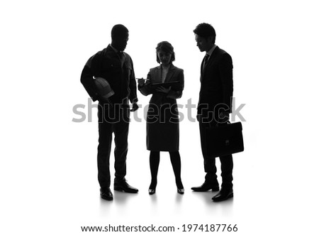 Silhouette of multi ethnic group. Global business.