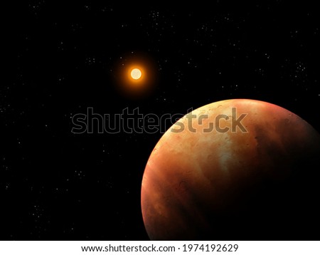 Exoplanet in deep space , planet suitable for colonization, beautiful alien planet, Abstract image.