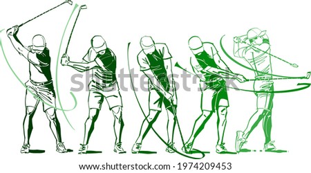 vector sketch of the golf player in the golf park Royalty-Free Stock Photo #1974209453