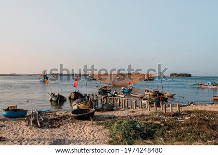 Scenic view of the famous Mui Ne Fishing Village, Phan Thiet City in Vietnam