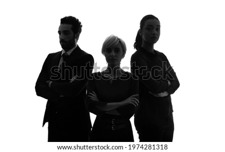 Silhouette of group of multi ethnic businesspeople. Global business.