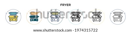Fryer icon in filled, thin line, outline and stroke style. Vector illustration of two colored and black fryer vector icons designs can be used for mobile, ui, web