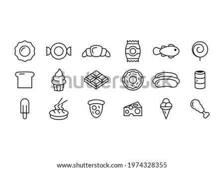 Set Abstract Doodle Elements Hand Drawn Collection Fast Food Pizza Hamburger Snack Drink Croissant Sketch Vector Design Style Background Menu Illustration Icons