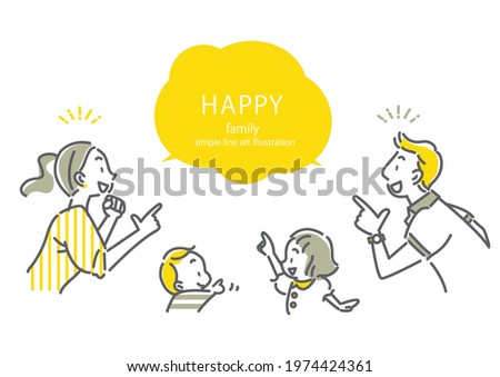 positive family, pointing finger, simple illustration Royalty-Free Stock Photo #1974424361