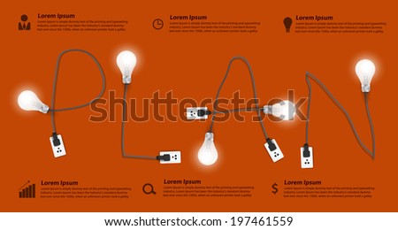 Plan concept modern design template, Creative light bulb idea abstract info graphic banner workflow layout, diagram, step up options, Vector illustration