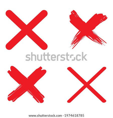 Red crosses. Check mark icon isolated. Tick icon. Ink illustration. Vector illustration. Stock image.