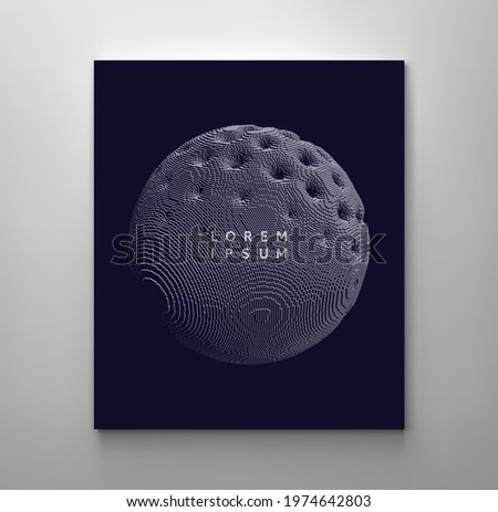 Abstract perforated sphere. Art geometric primitive. Damaged cell or bacterium with holes in outer shell. Voxel art.Vector illustration for cover, poster, flyer or banner.
