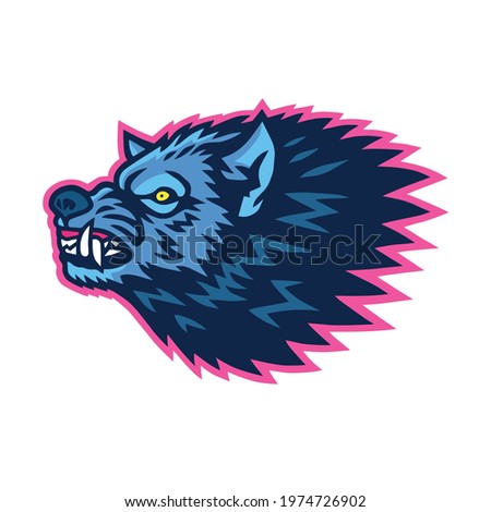 Mad Wolf Logo of Sports Mascot Design Template Vector Illustration