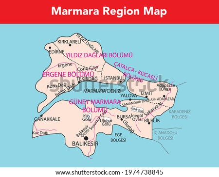 Map showing the geographic location of the marmara region