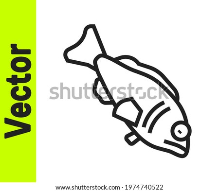 Black line Fish icon isolated on white background.  Vector