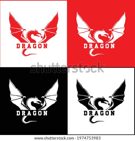 Dragon Logo Design in Vector illustration with Red and Black Theme. Dragon Icon Design.