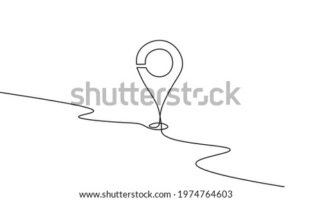 One line map point location business symbol. Continuous lineart icon delivery service map market. Shipping online shopping direction city address position pin vector illustration Royalty-Free Stock Photo #1974764603