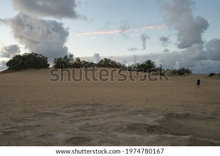 Sandy World - Maspalomas Dunes, Sunset calmness. Concept of the beauty in nature.