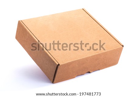 Empty Cardboard Box isolated on a White background Royalty-Free Stock Photo #197481773
