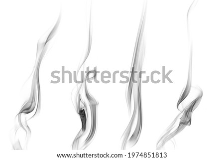 set the swirling motion of a group of black smoke abstract lines Isolated on white background