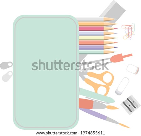 Banner Back to school. Vector illustration with school supplies and stationery with place for text.