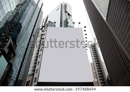 Blank billboard in a city with building background, asia, china, hong kong