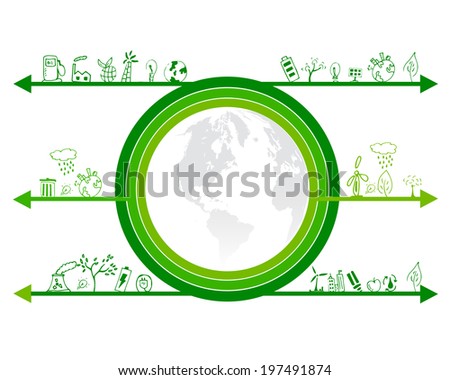 Green Eco Earth, Isolated On White Background, Vector Illustration