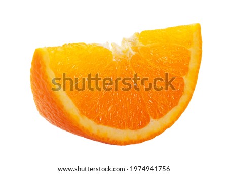 Orange fruit slice on white background without shadow