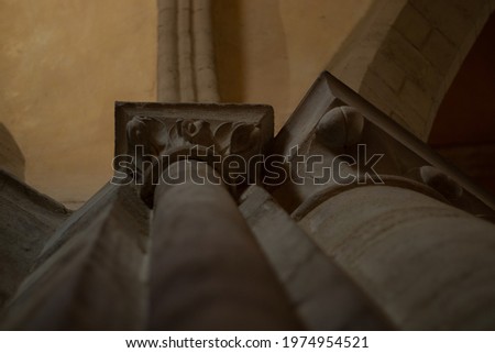 12th century church columns as viewed from the floor