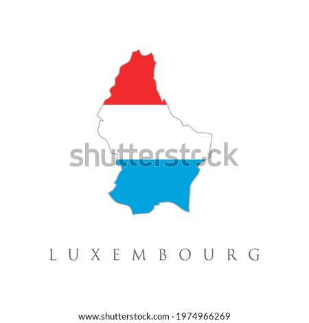 Map and flag of Luxembourg. Vector isolated simplified illustration icon with silhouette of Luxembourg map. National Luxembourgish flag (red, white, blue colors). Simple vector Luxembourg flag