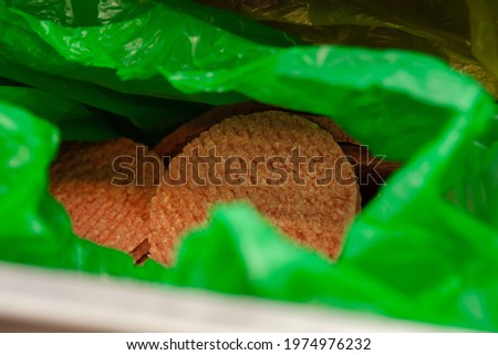 frozen burger patties in a package