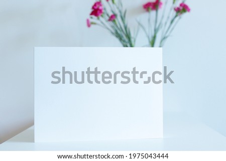 blank a4 paper template with pink carnation flowers