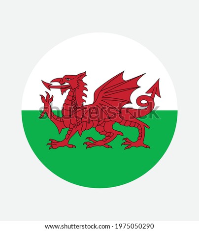National Wales flag, official colors and proportion correctly. National Wales flag. Vector illustration. EPS10. Wales flag vector icon, simple, flat design for web or mobile app. Royalty-Free Stock Photo #1975050290