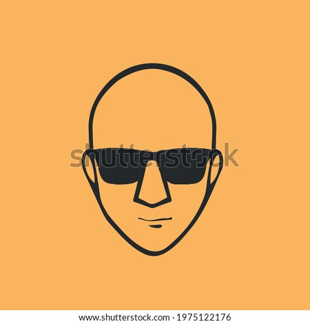 Bald Man with Black glasses face