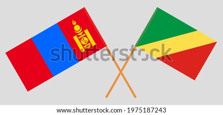 Crossed flags of Mongolia and Republic of the Congo