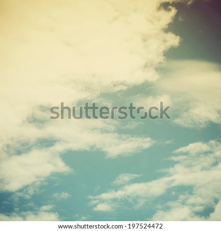 sky and clouds with vintage filtered image,quote,life quote