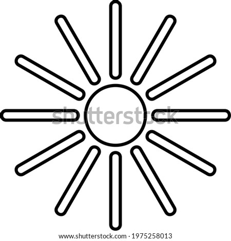 Black and white image of the sun. Sun symbol