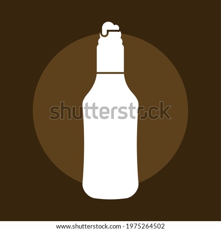 Isolated sketch of a beer bottle with foam