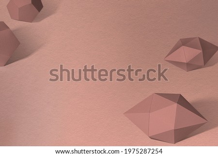 3D brown elongated hexagonal bipyramid and gray pentagon dodecahedron design element