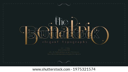 Luxury vintage alphabet letters font and number. Typography elegant classic lettering serif fonts decorative wedding retro concept. vector illustration Royalty-Free Stock Photo #1975321574