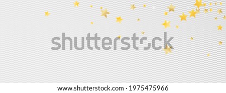 Golden Shiny Stars Vector Transparent Background. Effect Glow Texture. Starry Banner. Gold Falling Glitter Background.