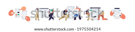 Set of UI and UX designers creating functional web interface design for websites and mobile apps. Digital wireframing process concept. Colored flat vector illustration isolated on white background Royalty-Free Stock Photo #1975504214