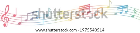 vector sheet music - rainbow colored musical notes melody on white background