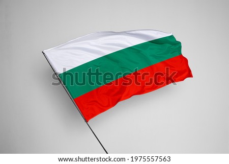 Bulgaria flag isolated on white background with clipping path. close up waving flag of Bulgaria. flag symbols of Bulgaria. Bulgaria flag frame with empty space for your text. 
