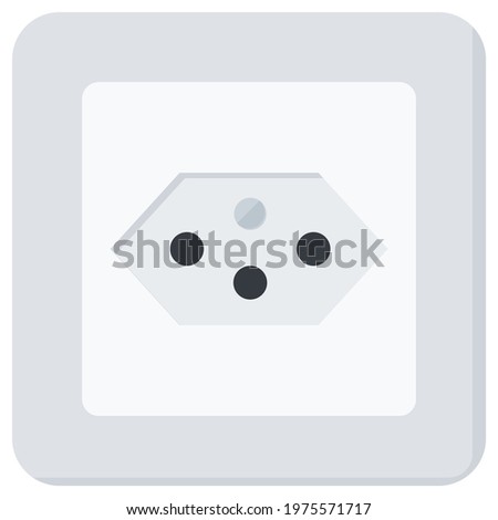 White Flat Wall Socket Vector Illustration Icon