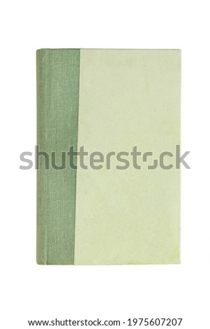 Book with blank green cover isolated over white
