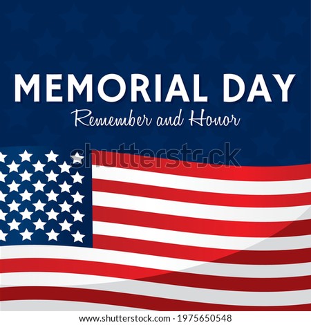 Memorial day poster with a flag of USA