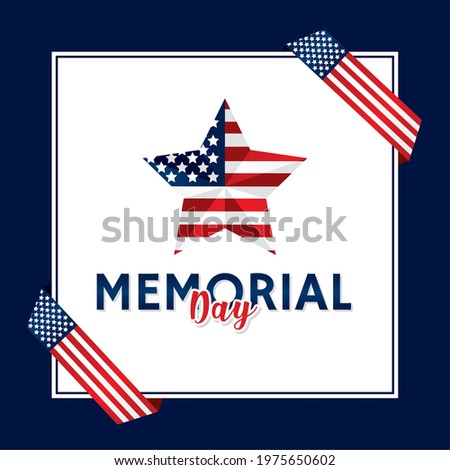 Isolated star shape with the flag of USA for memorial day Vector