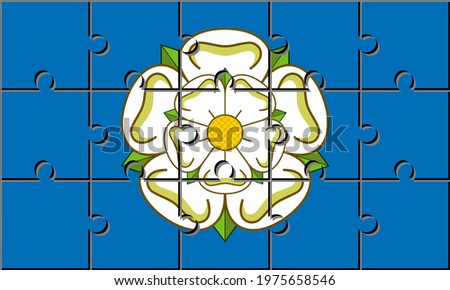 flag of yorkshire made with jigsaw puzzle pieces. proportion 3:5