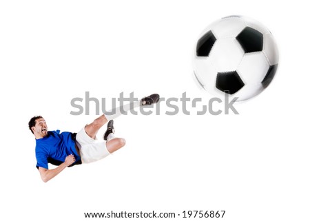 Soccer player in action. Full isolated studio picture