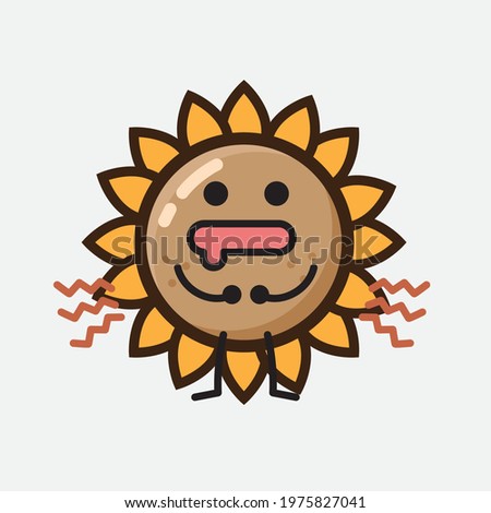 Vector Illustration of Flower Character with cute face, simple hands and leg line art on Isolated Background. Flat cartoon doodle style.