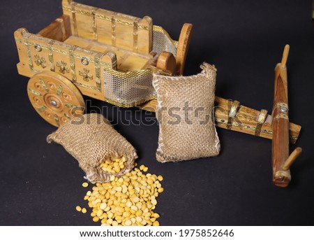 Split Chickpea Also Know as Chana Dal, Yellow Chana Split Peas, Dried Chickpea Lentils or Toor Dal isolated on      Bullock Cart High Res Stock Image 
