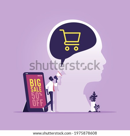 Mobile marketing concept illustration, e-commerce, internet advertising and promotion