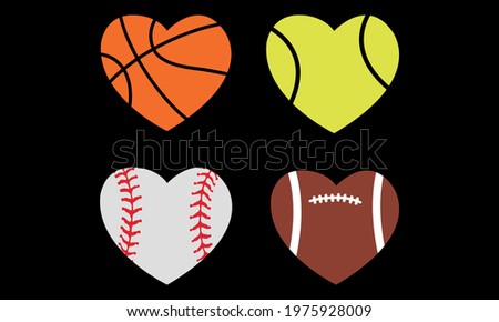 Heart - Football - Basketball - Baseball - Tennis ball Vector And Clip Art