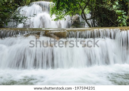 Huay Mae Khamin, Waterfall located in deep forest of  Kanchanaburi Thailand 
